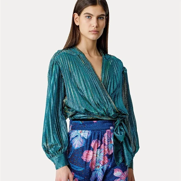 Forte_forte Tops | Nwt Forte Forte Italy Wrapover Shirt In Pleated Lam Tulle Size 1 (Small) | Color: Blue/Green | Size: S | Kassis9119's Closet Forte_forte Tops | Nwt Forte Forte Italy Wrapover Shirt In Pleated Lam Tulle Size 1 (Small) | Color: Blue/Green | Size: S | Kassis9119's Closet